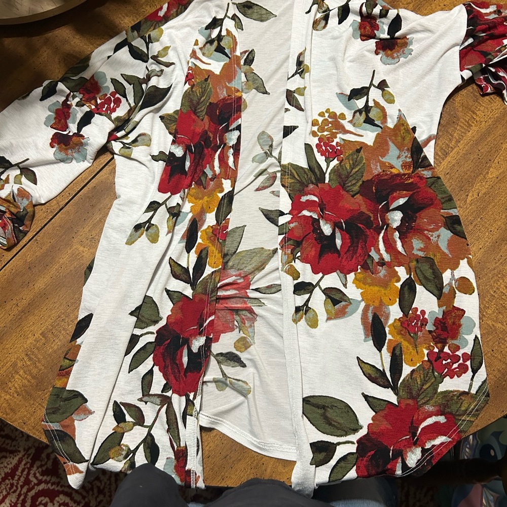 Floral Open-Front Cardigan